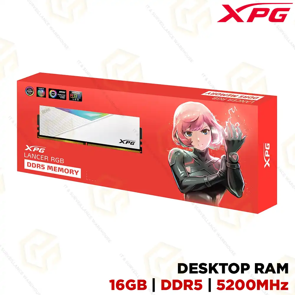 ADATA XPG LANCER RGB 16GB DDR5 5200MHZ DESKTOP RAM (WHITE)