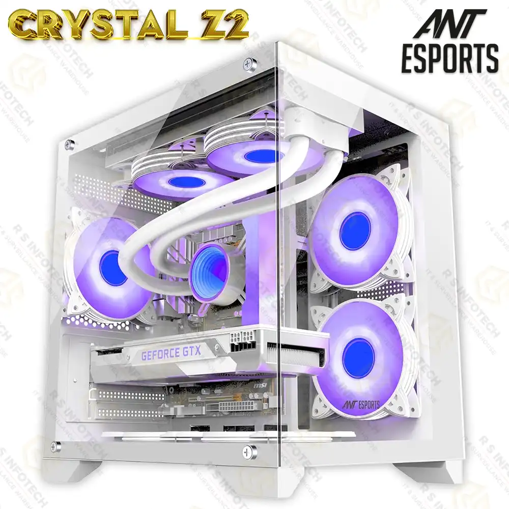 ANT ESPORTS GAMING CABINET WITH FAN CRYSTAL Z2 W/O SUPPLY (WHITE)