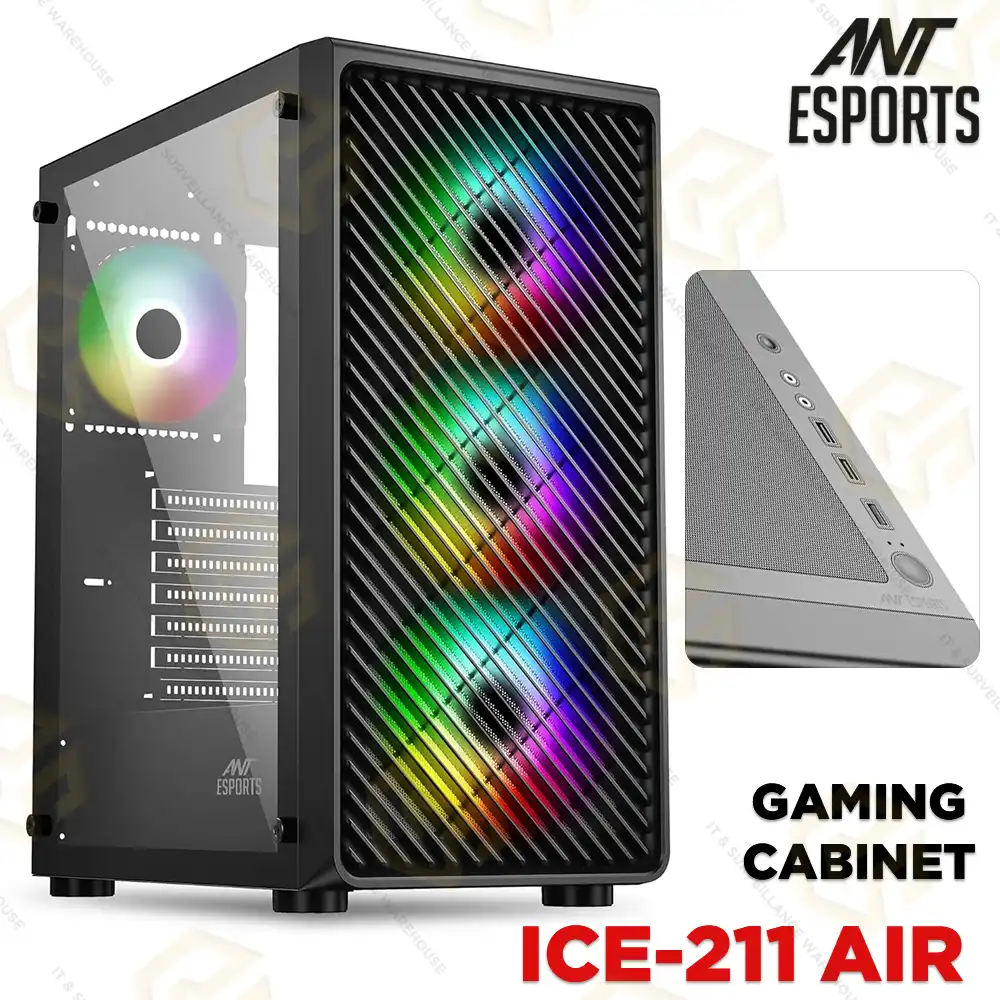 ANT ESPORTS ICE-211 AIR BLACK CABINET WITHOUT SMPS