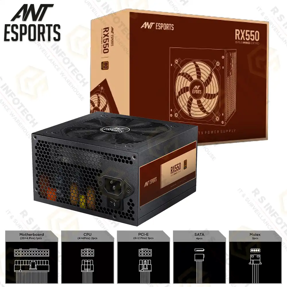 ANT ESPORTS SMPS RX550 BRONZE 80+ BRONZE GAMING POWER SUPPLY