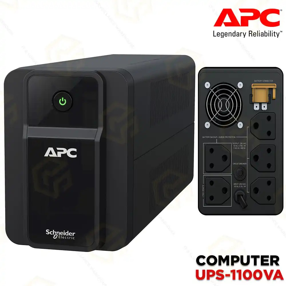 APC UPS 1100VA 5 SOCKET INDIA 3-PIN 6A OUTLETS (2YEAR)