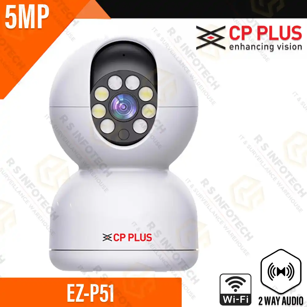 CP PLUS EZ-P51EZY LITE 5MP WI-FI PT CAM WITH IN-BUILT SIREN & COLOR NIGHT VISION