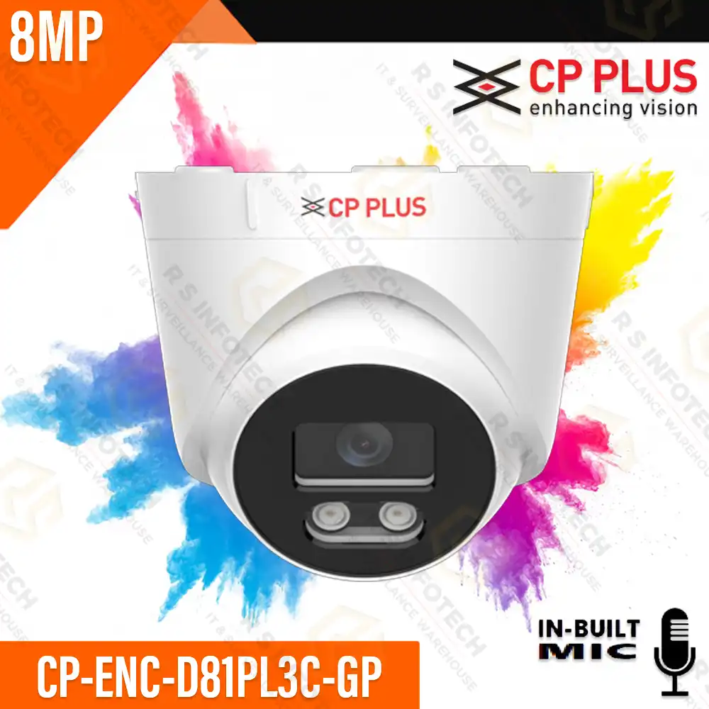 CP PLUS CP-ENC-D81PL3C-GP 8MP IP DOME 24X7 COLOR+INBUILT MIC