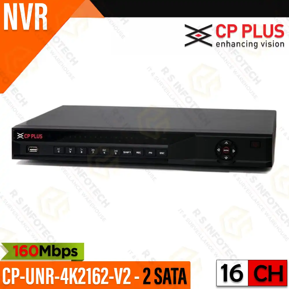 CP PLUS CP-UNR-4K2162-V2 16CH NVR UPTO 8MP 160 MBPS 2 SATA