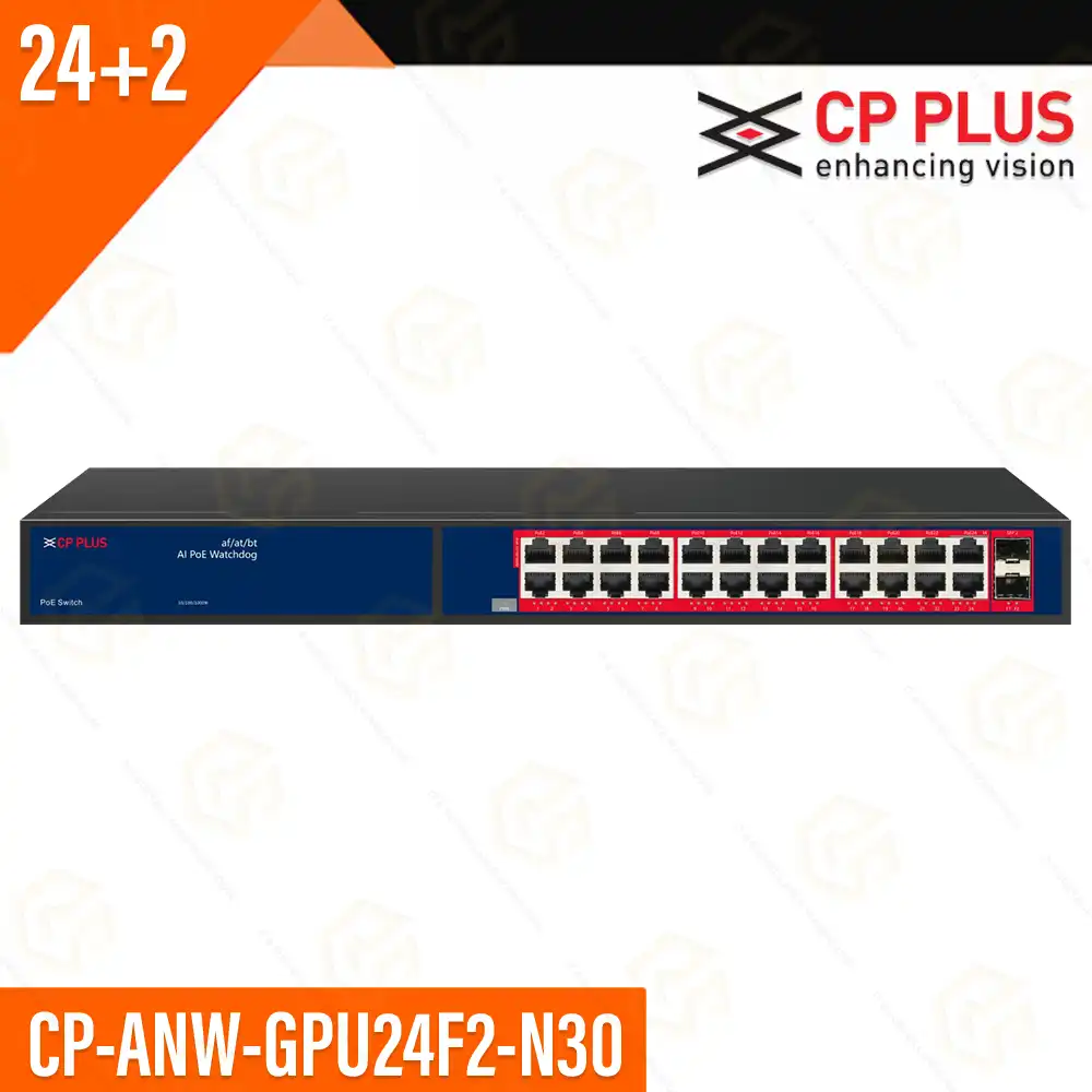 CP PLUS 24+2SFP FULL GIGA AI PoE SWITCH (ANW-GPU24F2-N30)