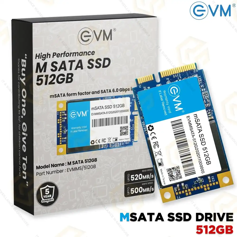 EVM 512GB mSATA SSD (2242) SATA III INTERNAL SPEED UP TO 520MB/s (3YEAR)