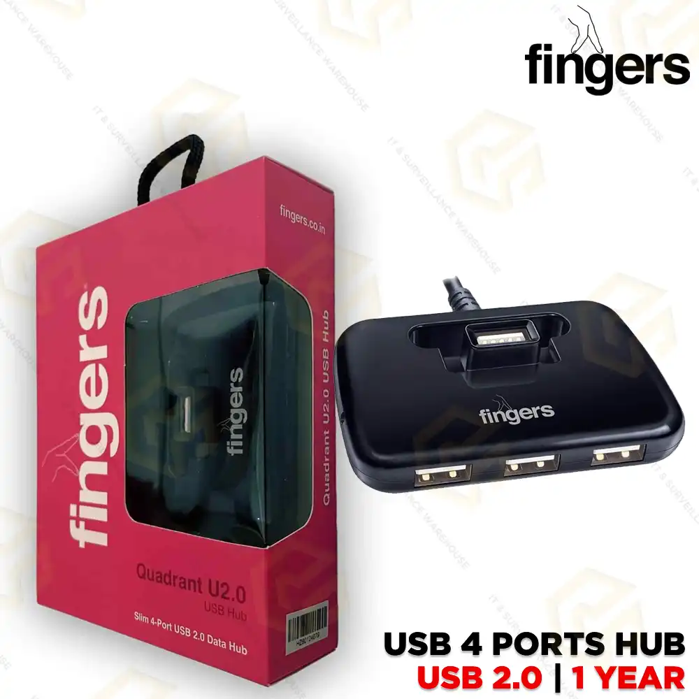 FINGERS QUADRANT U2.0 USB HUB WITH 1MTR CABLE (1YEAR)