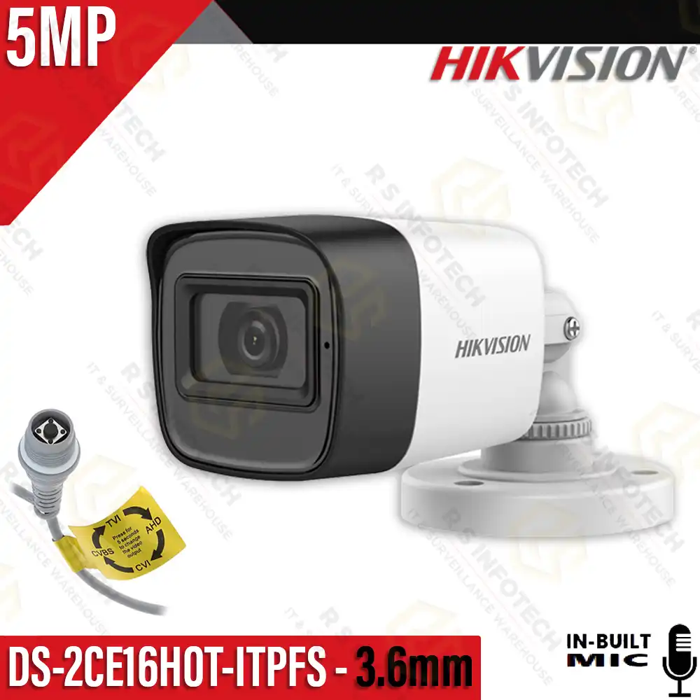 HIKVISION DS-2CE16H0T-ITPFS 5MP HD BULLET | AUDIO | OSD | 3.6MM LENS