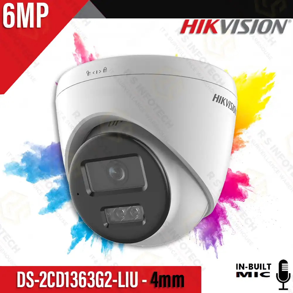 HIKVISION DS-2CD1363G2-LIU 6MP IP DOME CAMERA 4MM COLOR+MIC