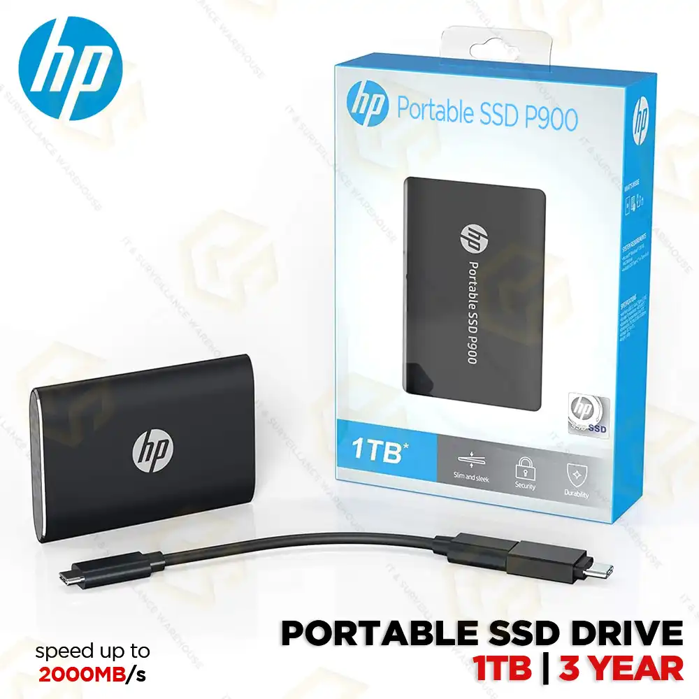 HP PORTABLE SSD P900 1TB EXTERNAL DRIVE 3YEAR BLACK UPTO 2000MB/s*