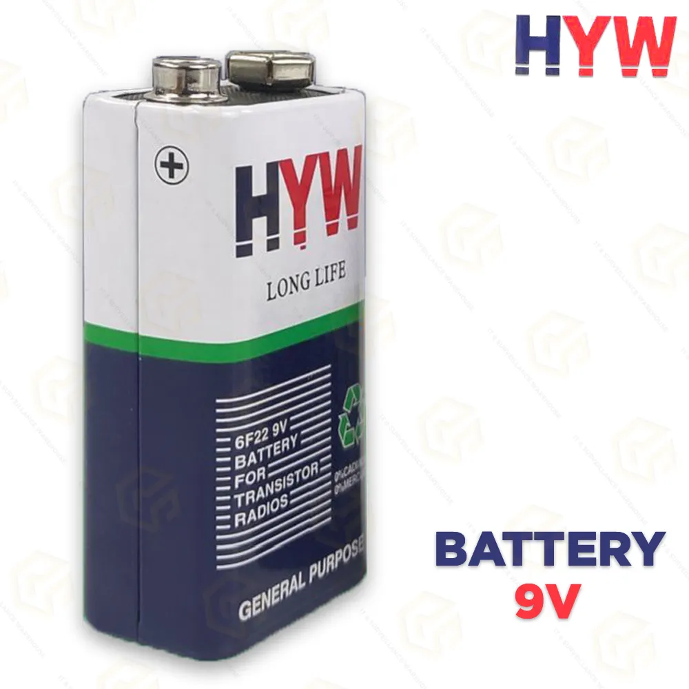 HYW 9V BATTERY 6F22 FOR MULTIMETER, LAN TESTER OTHER DEVICES