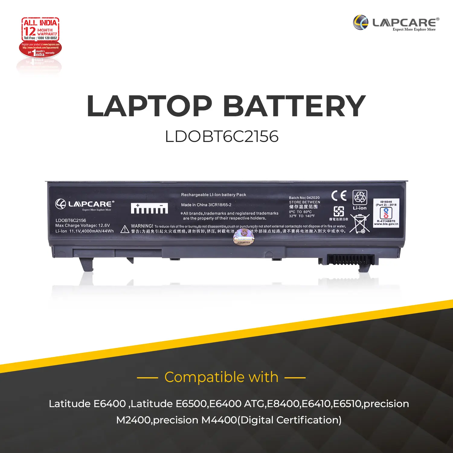 LAPCARE BATTERY 6700B | 6500B | 6735B | 8440P
