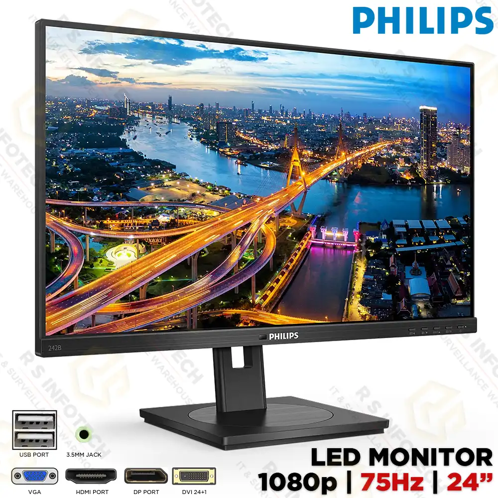 PHILIPS 24" LED BUSINESS MONITOR WITH POWER SENSOR 242B1/94 (3YEAR)