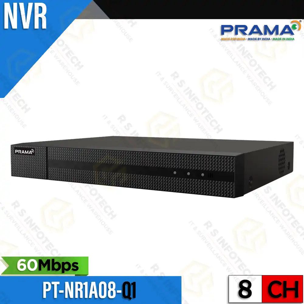 PRAMA PT-NR1A08-Q1 8CH NVR 60MBPS | 8MP SUPPORT (5YR)