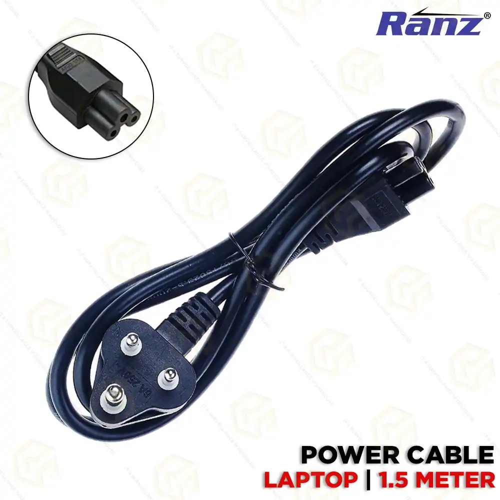 RANZ HIGH QUALITY COPPER LAPTOP POWER CABLE 1.5MTR (BOX PACK)