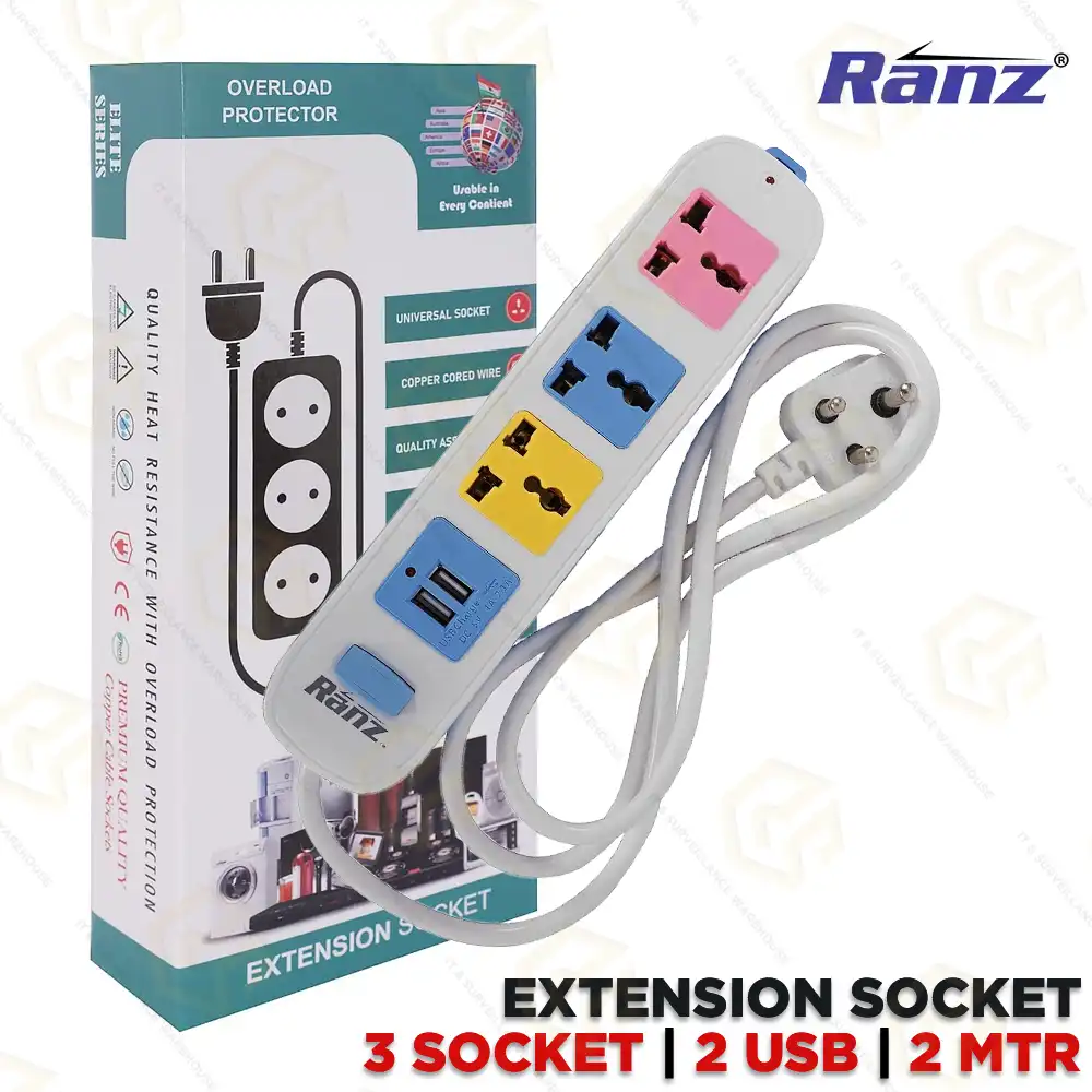 RANZ SPIKE BUSTER 2MTR 3+2USB PORT