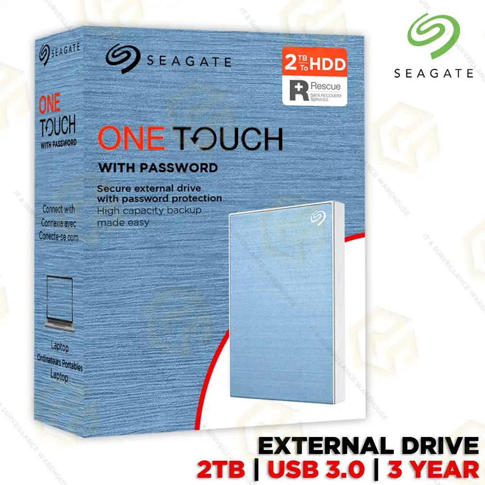 SEAGATE 2TB ONE TOUCH EXTERNAL DRIVE 2.5 INCH BLUE USB 3.0 (3YEAR)