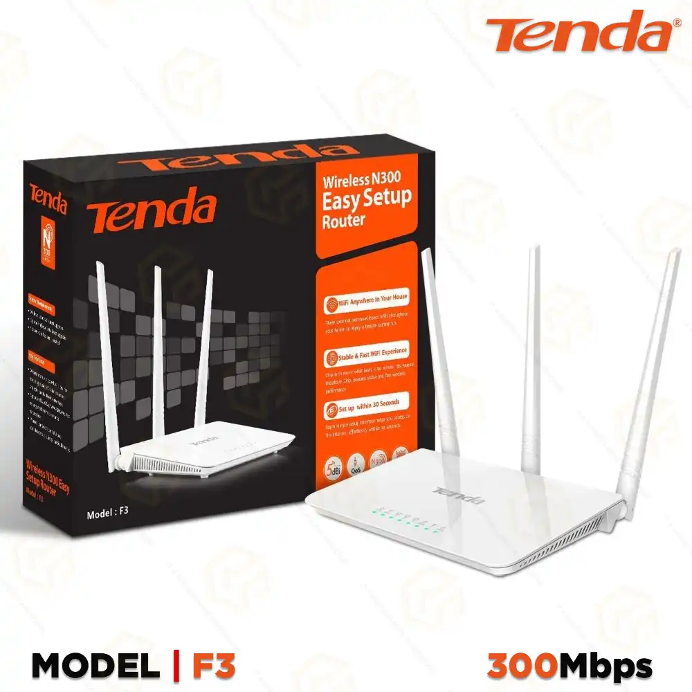 TENDA F3 300MBPS WIRELESS ROUTER | RANGE EXTENDER | REPEATER (3YEAR)
