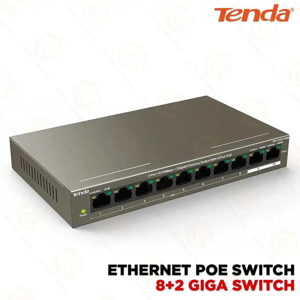 TENDA 8+2FG 1000MPS FULL GIGA POE SWITCH SG110 (3YEAR)