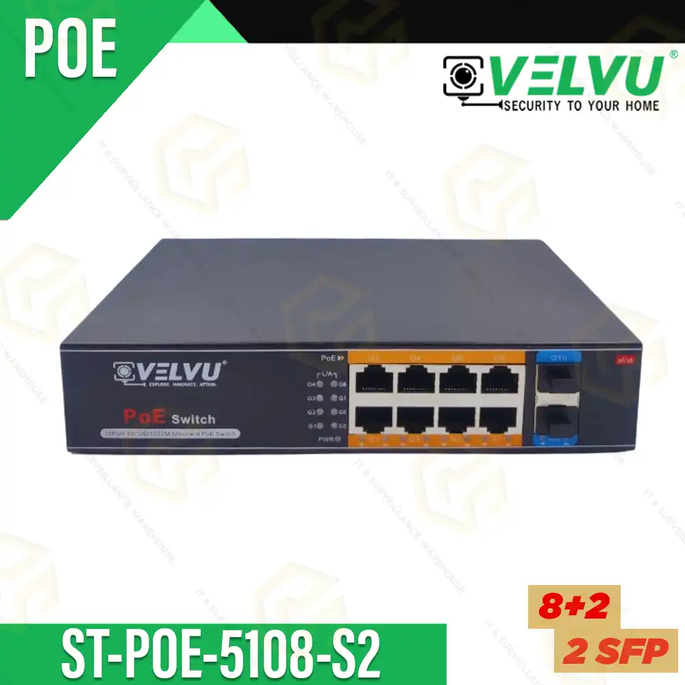VELVU 8+2+2(SFP) FULL GIGA 1000MBPS POE SWITCH 5108-S2