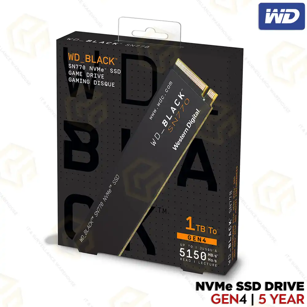 WD SN770 1TB PCI GEN.4 NVME BLACK SSD (5YEAR) UPTO 5150MB/s*