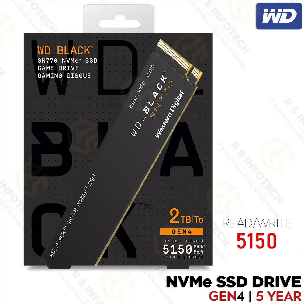 WD SN770 2TB PCI GEN4 NVME BLACK SSD (5YEAR)